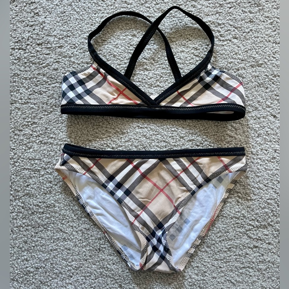 Burberry Girls 2 Piece Bathing Suit - Size 5Y
